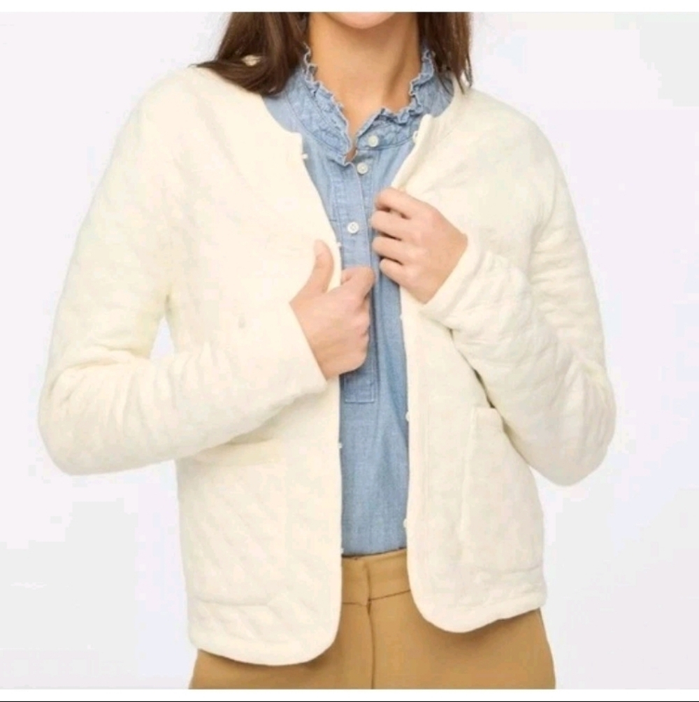 ๐J. Crew Ivory Quilted Jacket - Picture 10 of 11